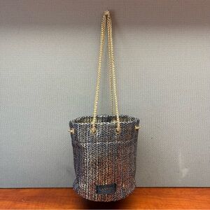 Lanvin Parfums Women Gold Navy Blue Mini Bucket Bag Clutch